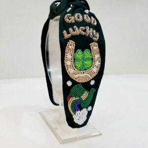 St. Patrick's Day "Good Luck" Beaded Headband