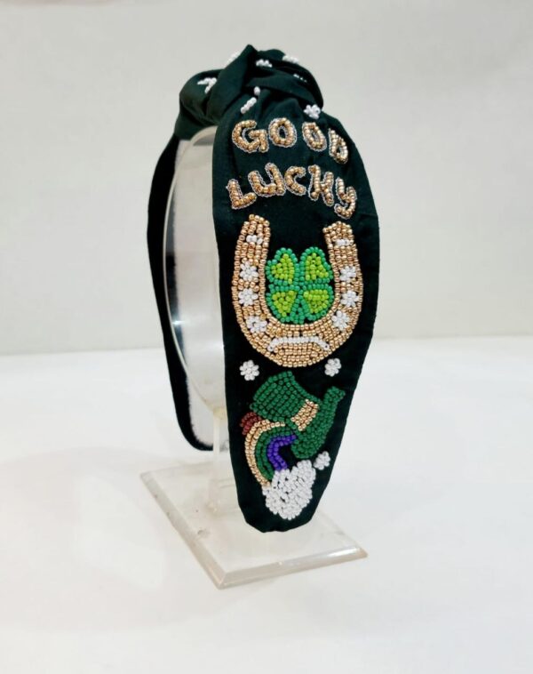 St. Patrick's Day "Good Luck" Beaded Headband