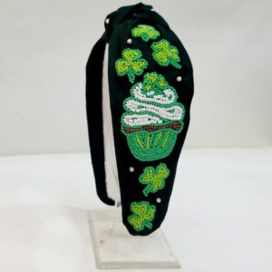 St. Patrick's Day Green Leaves Beaded Headband