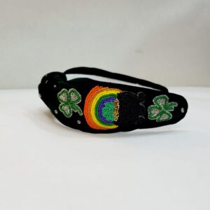 St. Patrick's Day Leaf and Rainbow Beaded Headband