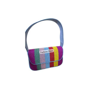 Multicolor-Striped-Beaded-Handbag