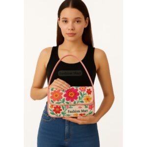 Pink-Trim-Floral-Clutch-Bag