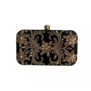 Black-Gold-Floral-Clutch