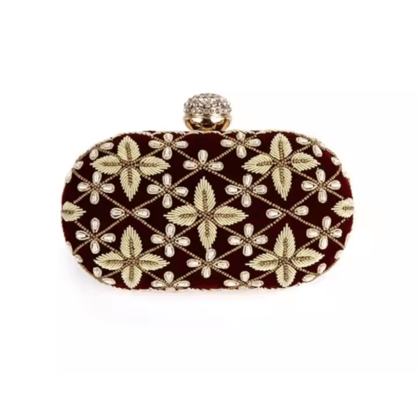 Maroon-Velvet-Crystal-Clutch