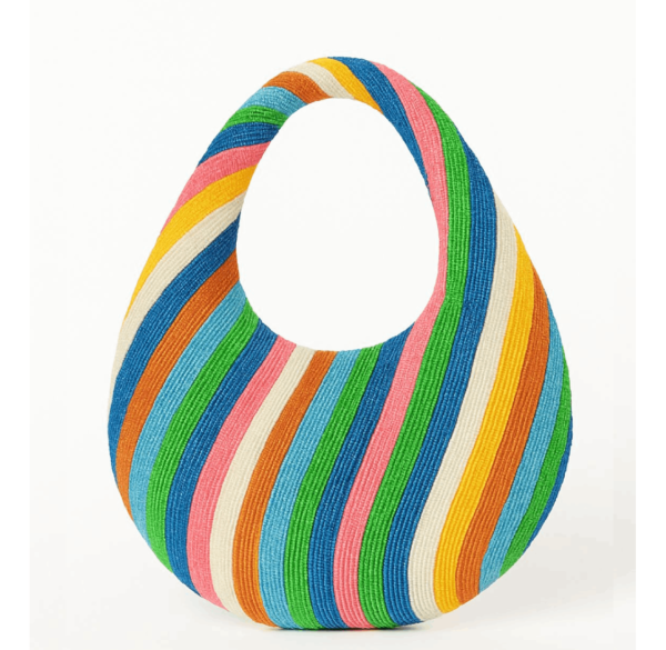 Multi-Color-Striped-Crescent-Handbag