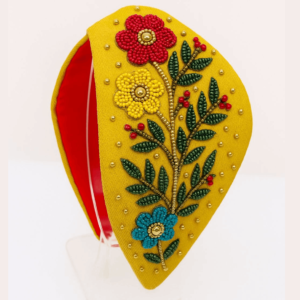 Mustard-Yellow-Beaded-Floral-Headband