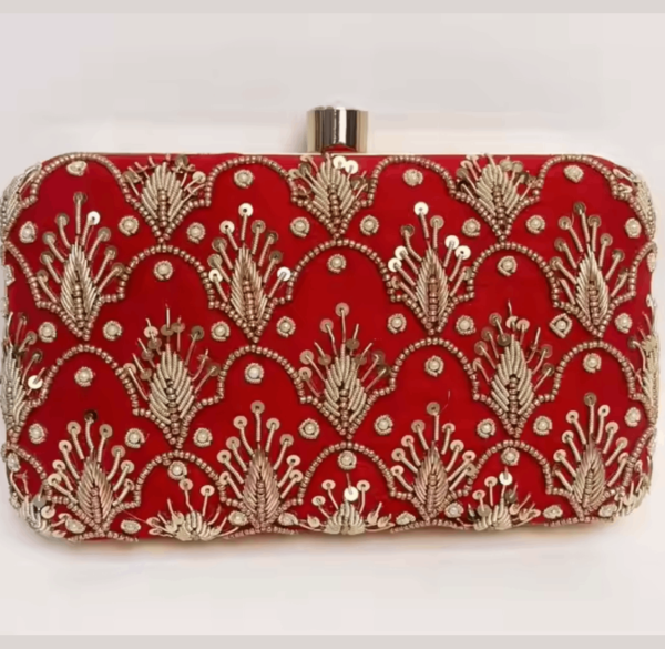 Red-Silk-Embroidered-Clutch