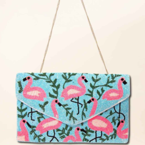 Flamingo-Palm-Leaf-seed-Beaded-Clutch
