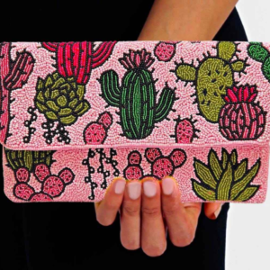 Pink-Cactus-&-Succulent-Seed-Beaded-Clutch